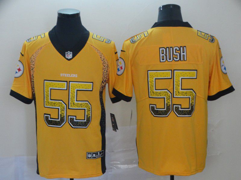 Men Pittsburgh Steelers 55 Bush Yellow Nike Drift Fashion Limited NFL Jersey